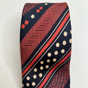 VINTAGE Navy Silk Stripe Tie & Pocket Square